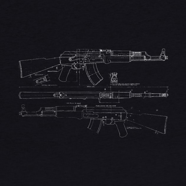 AK-47 Diagram (white) by Big Term Designs